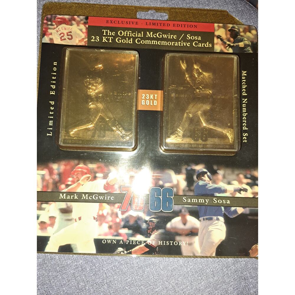 Vtg 1998 McGwire Sosa 23 Karat Gold Baseball Card Set Official PROMINT 1990s USA